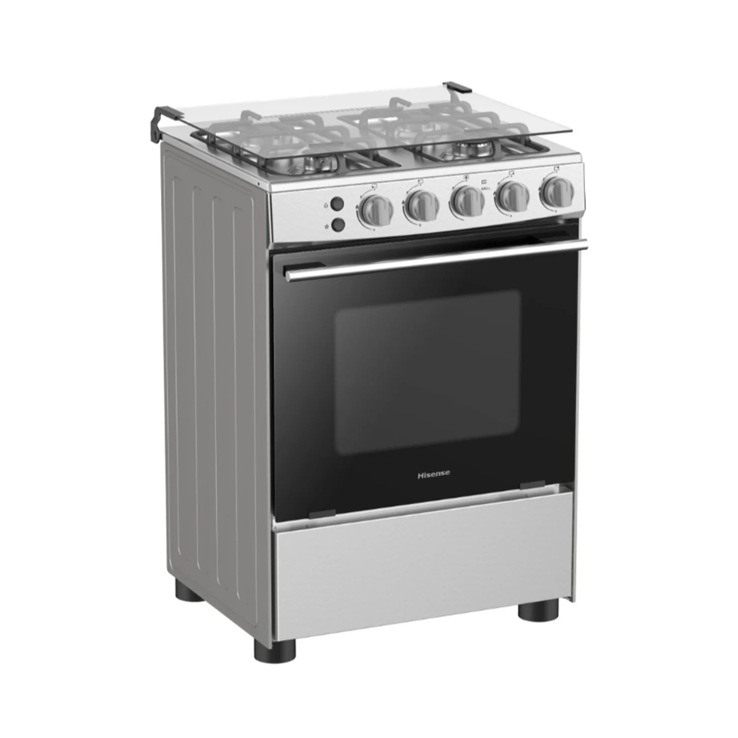 Hisense 4 Burner Free Standing Gas Cooker Silver HFG60121X - Image 2