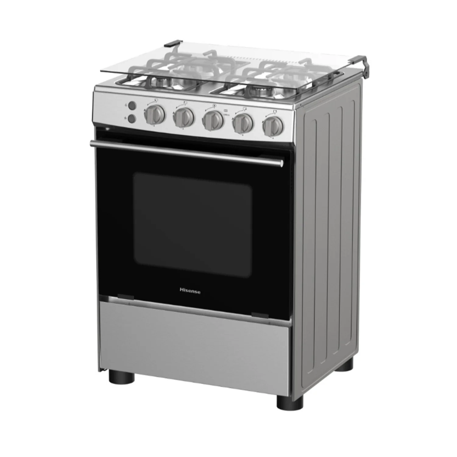 Hisense 4 Burner Free Standing Gas Cooker Silver HFG60121X - Image 3