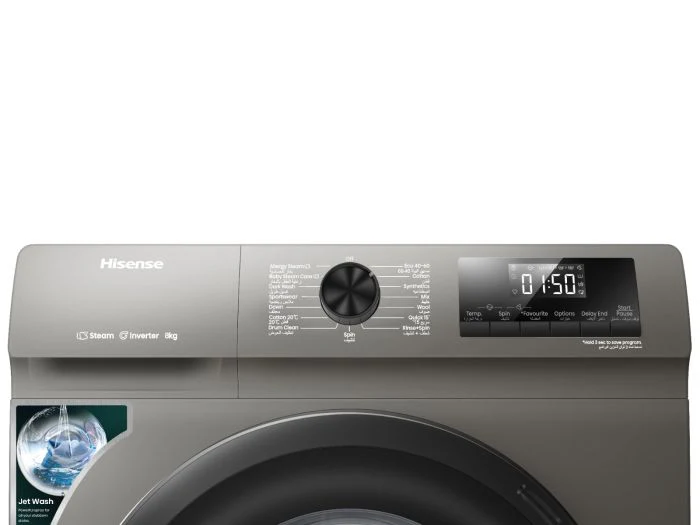 Hisense Front Load Washing Machine, 8 Kg, Titanium Grey, WFQP8012JTS - Image 3