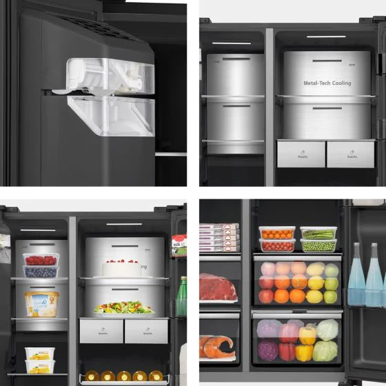 Hisense Side by Side Refrigerator, 614L, Black, RS9P819GTB - Image 6