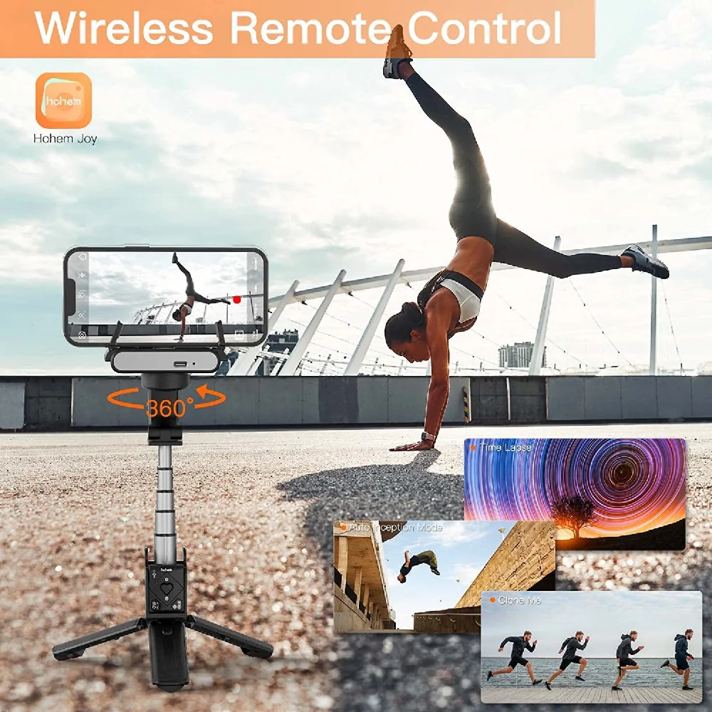 Hohem Isteady Q Selfie Stick Tripod W/Extendable Stick With Remote Black - Image 6