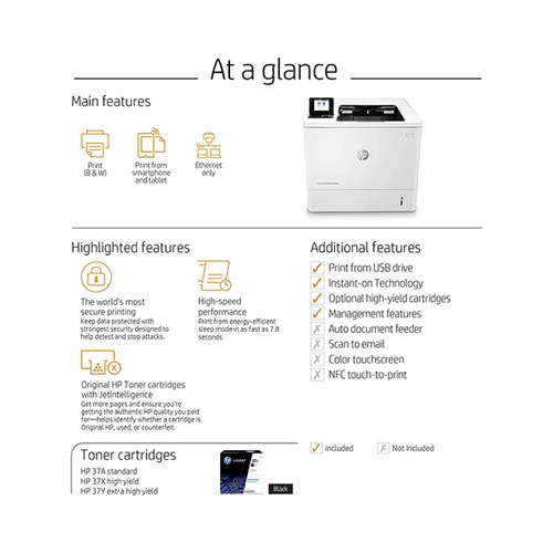 HP LaserJet Enterprise Monochrome Printer White - Image 7