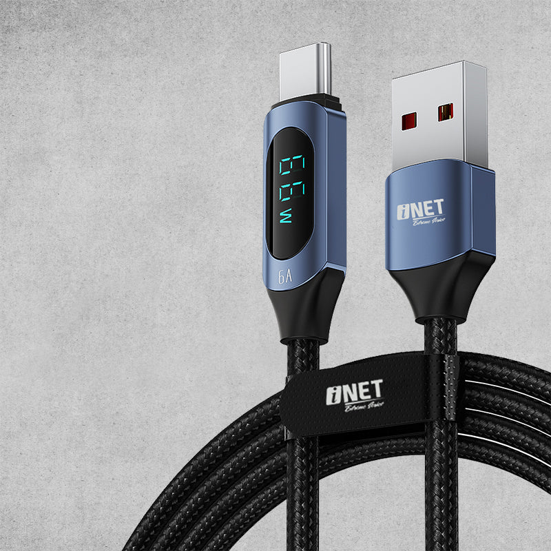 Inet Fast Charging Cable, Digital Display, USB to Type -C, 66W, 1 m, INCAD66WTC - Image 2