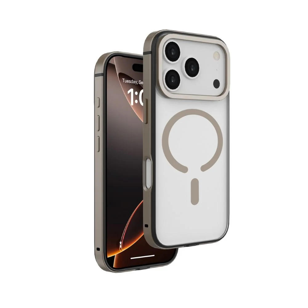 Infinyty Cirra Clear Case with Metallic Accents iPhone 17 Pro Max, Natural Titanium