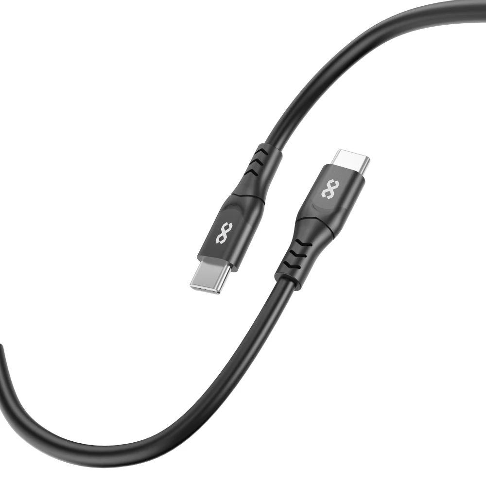 Infinyty DuoFlex-I Silicone USB-C to USB-C Cable, 100W, 1m, Black - Image 7