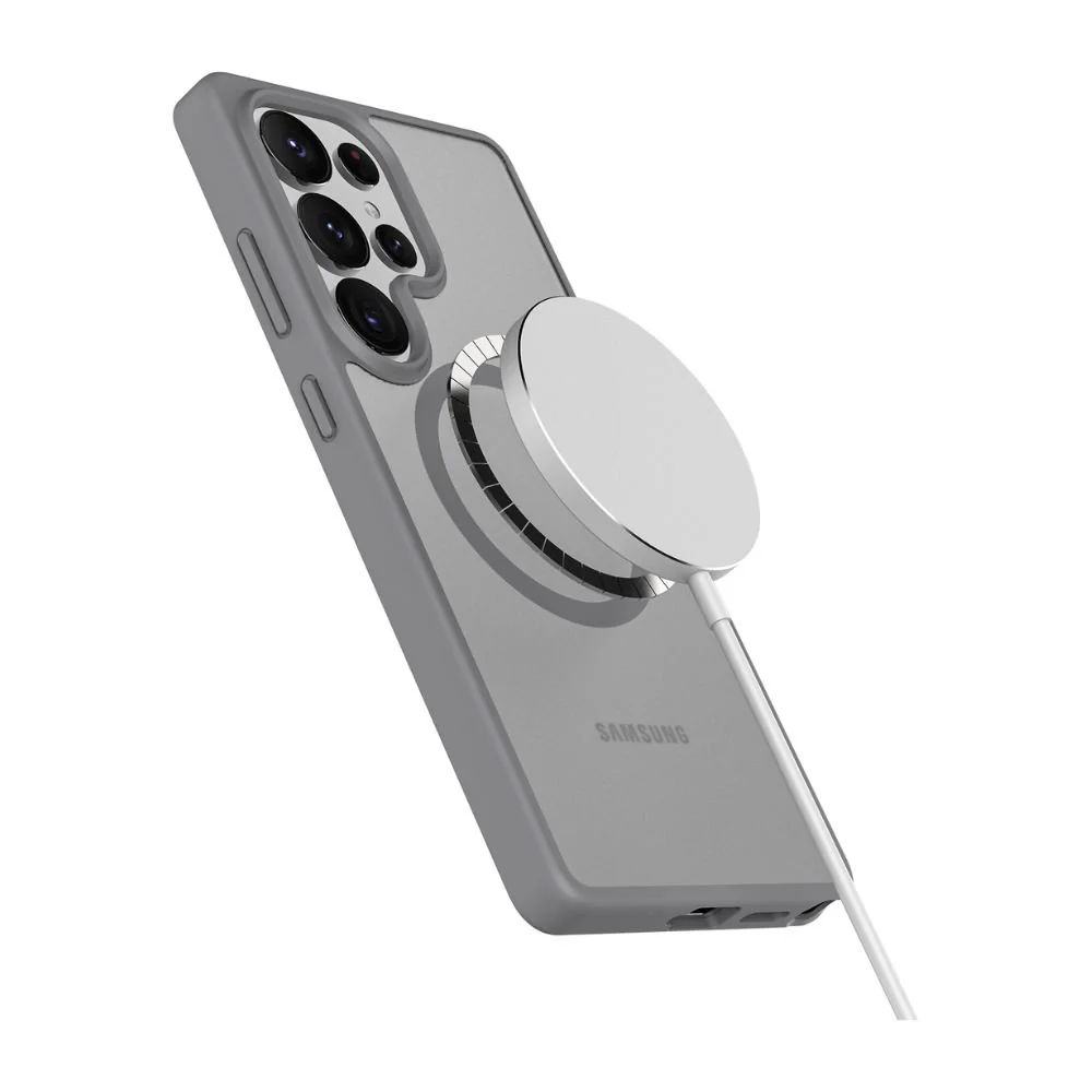 Infinyty Gleam Hybrid Matte Soft Touch MagSafe Case for Samsung Galaxy S25 Ultra, Grey - Image 2