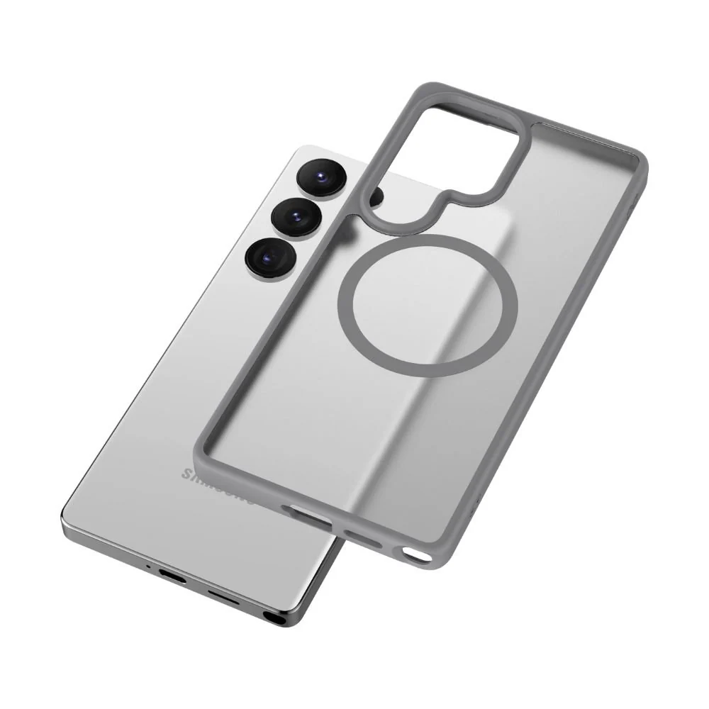 Infinyty Gleam Hybrid Matte Soft Touch MagSafe Case for Samsung Galaxy S25 Ultra, Grey - Image 4