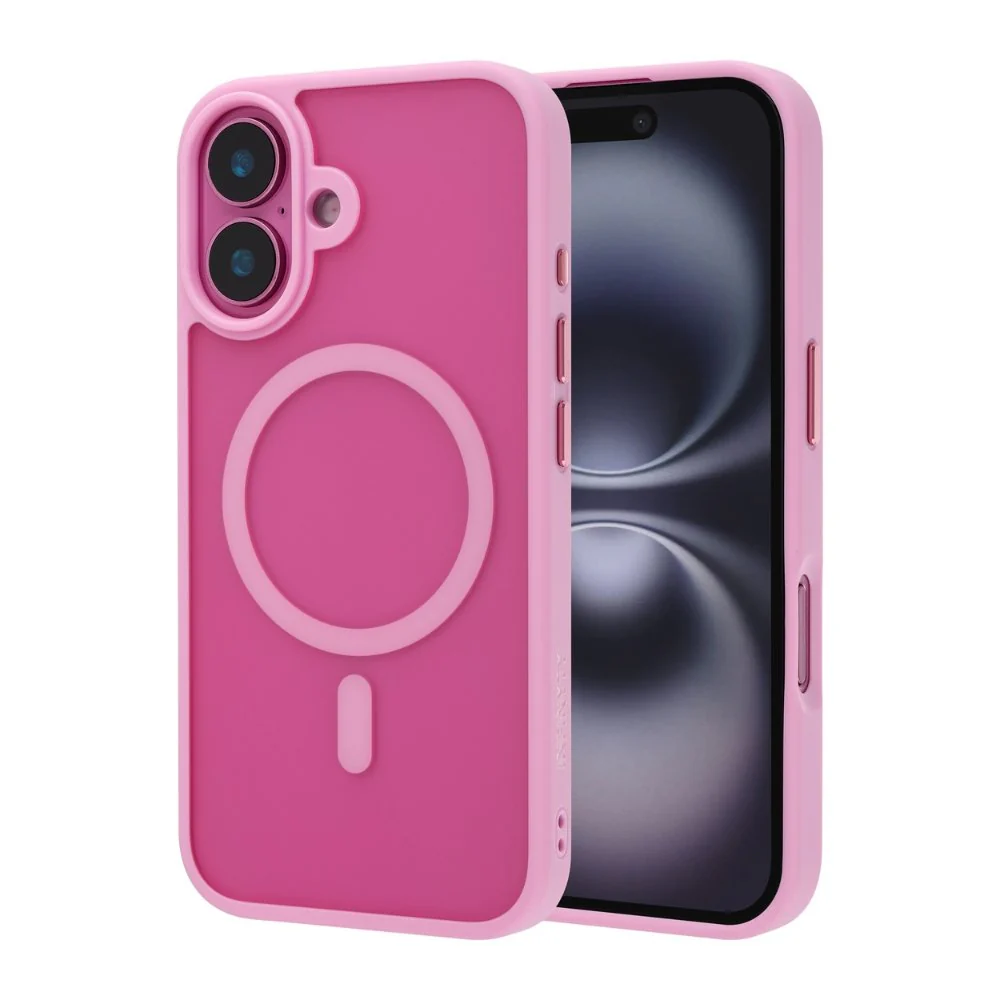 Infinyty Gleam Hybrid Matte Soft Touch MagSafe Case iPhone 16, Pink