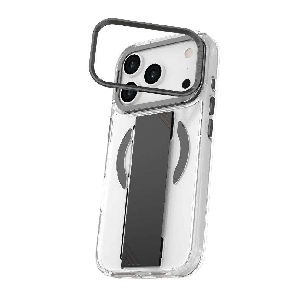 Infinyty Grypsta Clear iPhone Case with Black Grip and Metallic Camera Stand for iPhone 17 Pro Max - Image 4