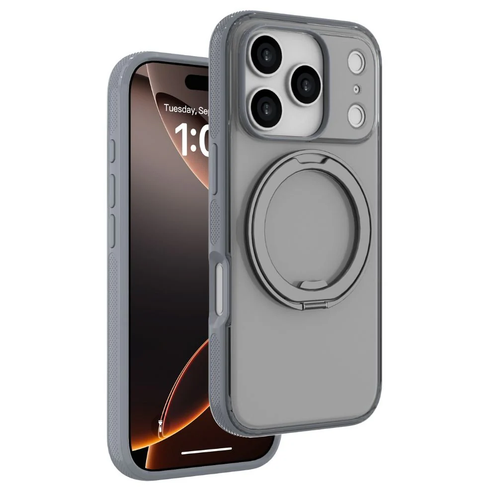 Infinyty Pristine Rotatable Ring Stand Case for iPhone 17 Pro, Grey