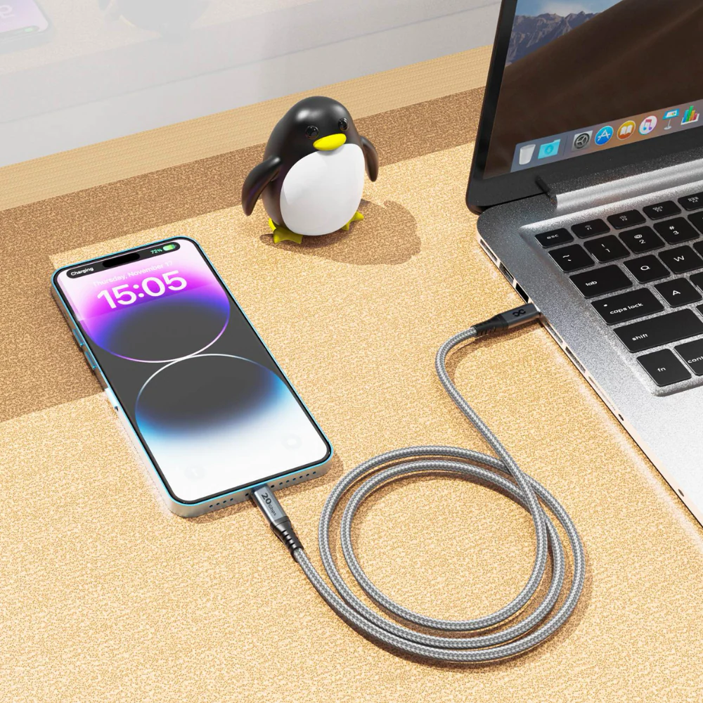 Infinyty Infinyty Power Nylon Braided Charging Cable USB-C to USB-C, 240W, 1.2m, Grey - Image 4
