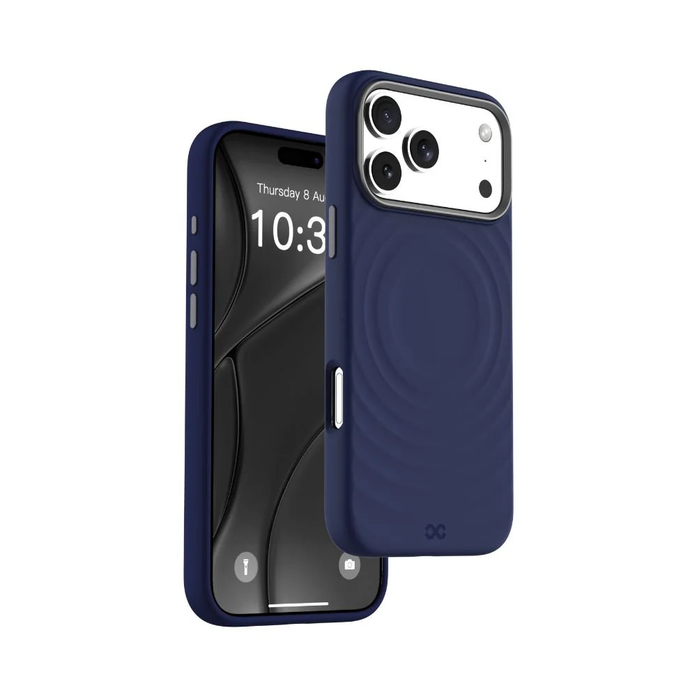 Infinyty QUIVERX Ripple Case with Metallic Camera Frame for iPhone 17 Pro Max, Blue