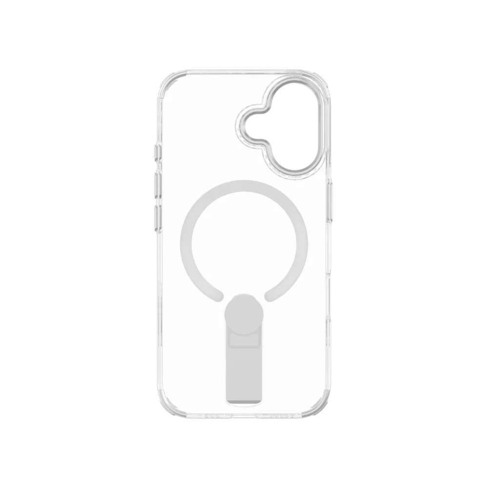 Infinyty Stanzo Transparent Case with Silver Metal Camera Ring & Stand for iPhone 16 - Image 3