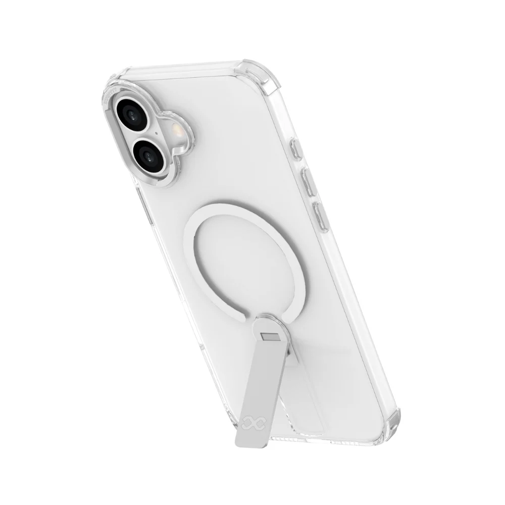 Infinyty Stanzo Transparent Case with Silver Metal Camera Ring & Stand for iPhone 16 Plus - Image 2