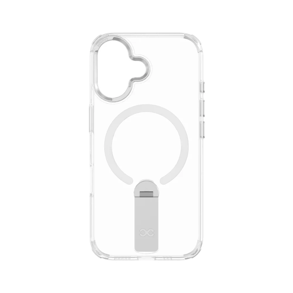 Infinyty Stanzo Transparent Case with Silver Metal Camera Ring & Stand for iPhone 16 Plus - Image 6
