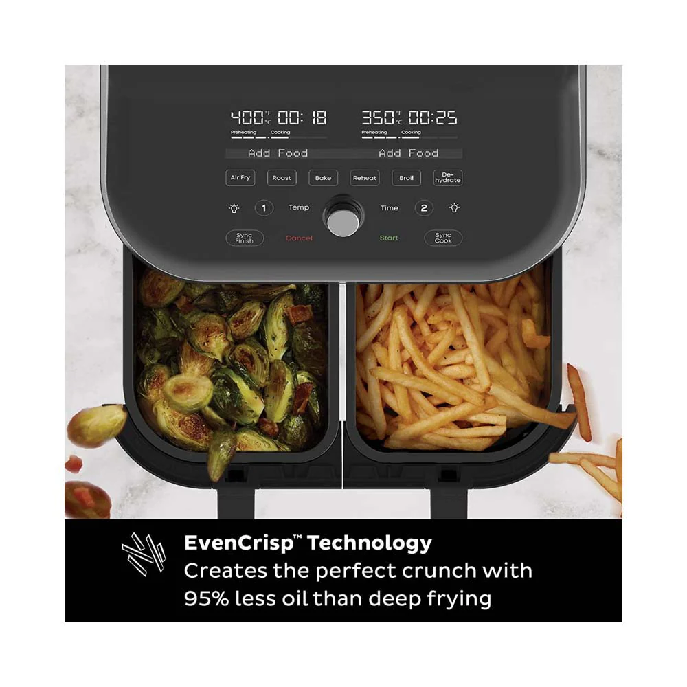 Instant Vortex Plus Dual Air Fryer 7.6L, Large Double Air Frying Drawers 8-in-1 Smart Programmes Air Fry, Bake, Roast, Grill, Dehydrate, Reheat - SyncCook & SyncFinish - Image 5