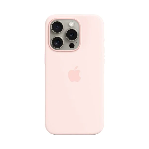 Apple iPhone 15 Pro Silicone Protective Case Cover With MagSafe Light Pink