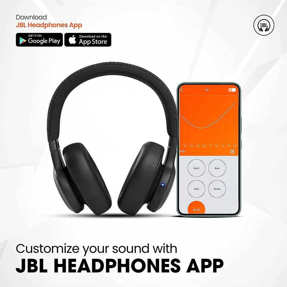 JBL Live 660NC Wireless Over-Ear Headphones with Microphone Black - Image 4