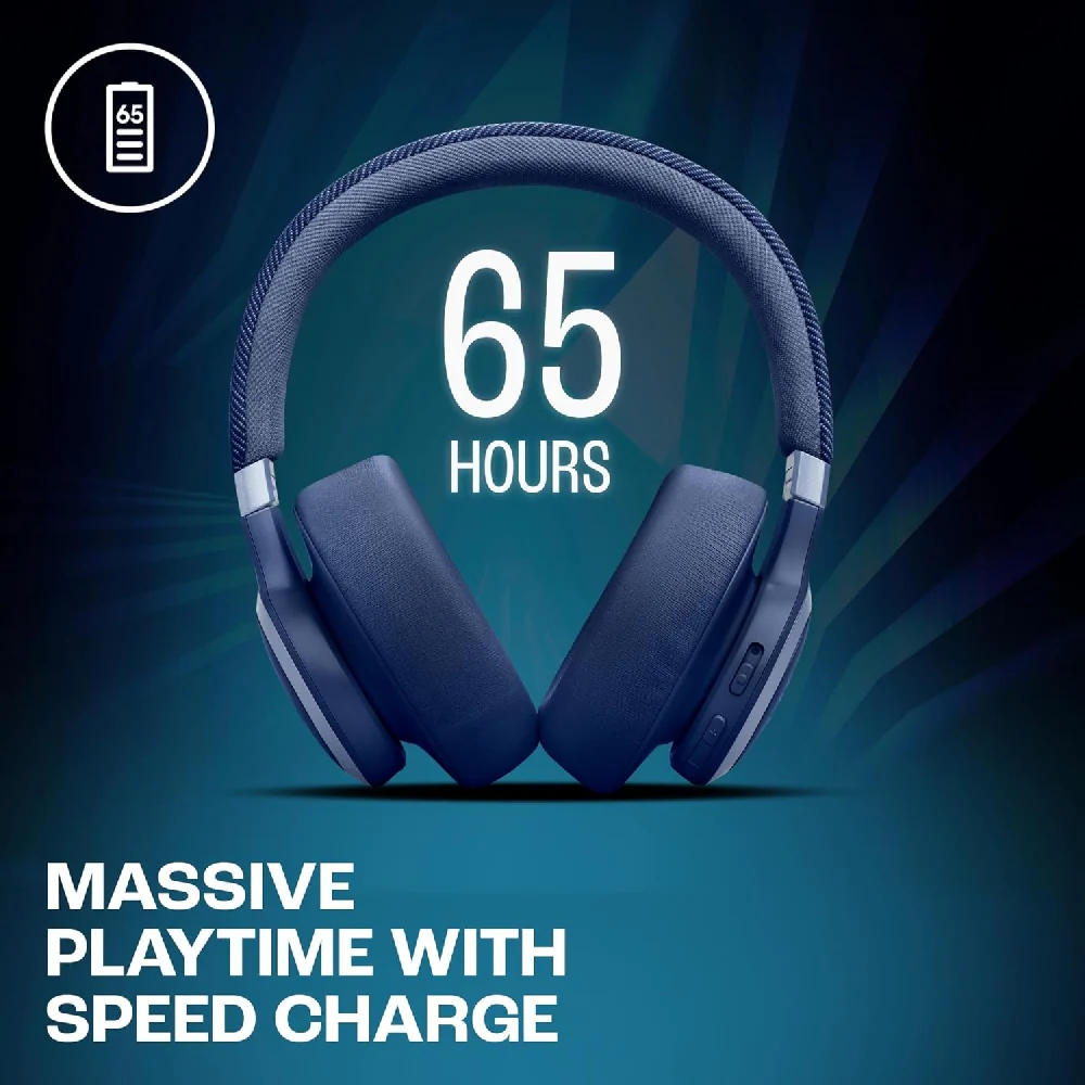 JBL Live 770 Wireless Noise Cancelling On-Ear Headphone Blue - Image 4