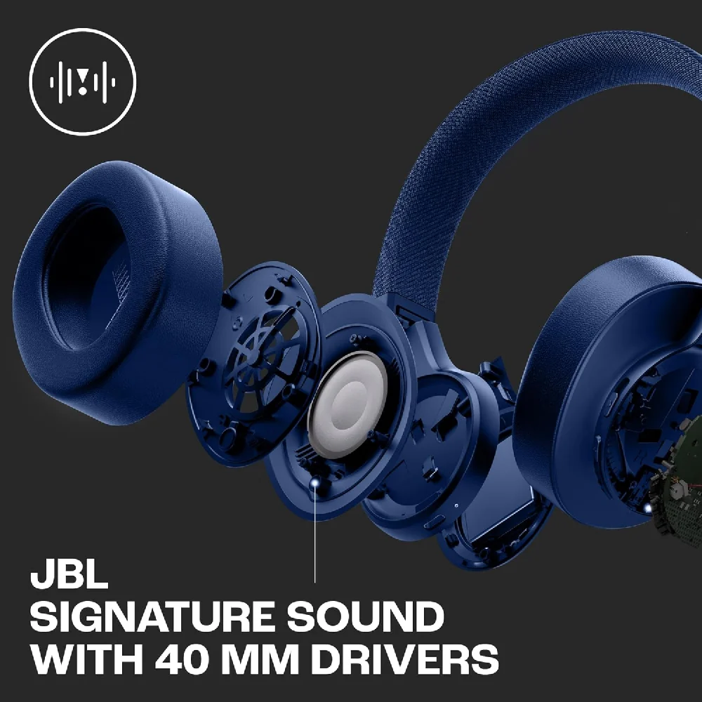 JBL Live 770 Wireless Noise Cancelling On-Ear Headphone Blue - Image 5