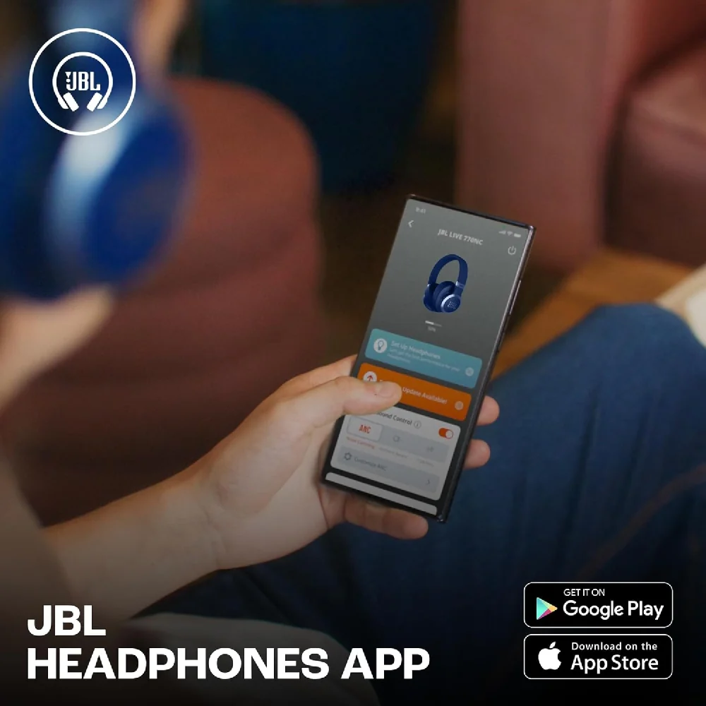 JBL Live 770 Wireless Noise Cancelling On-Ear Headphone Blue - Image 7