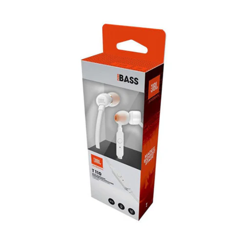 JBL T110 Wired In-Ear Earphones White - Image 4