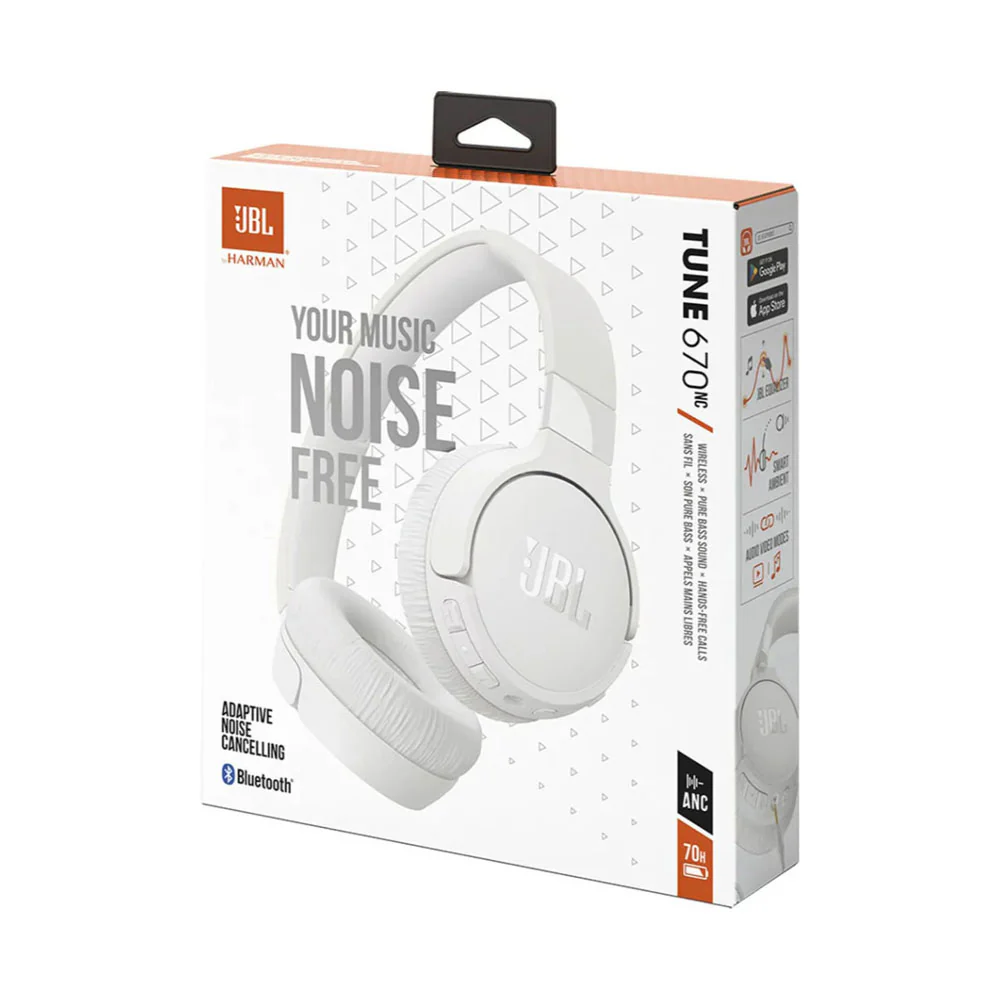 JBL Tune 670NC Wireless On-Ear Headphones White - Image 7