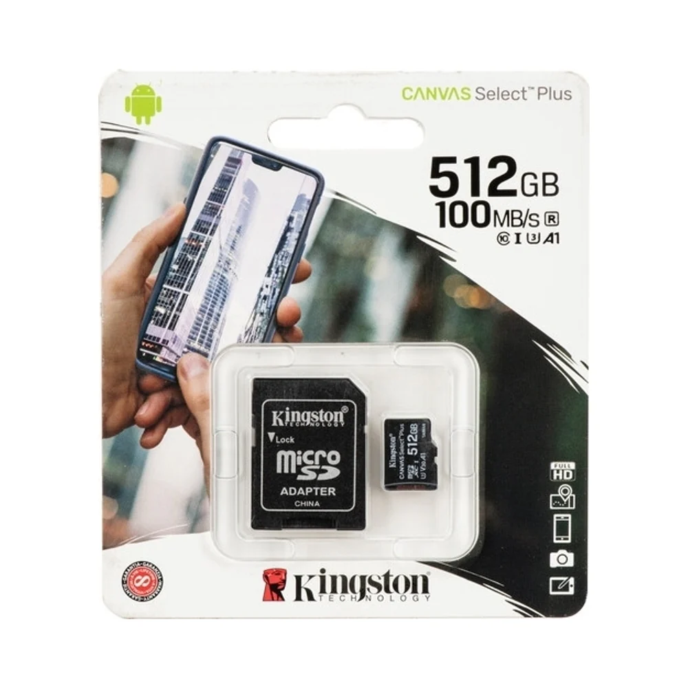 Kingston Canvas Select Plus MicroSDXC Memory Card with SD Adapter 512GB Black - Image 2