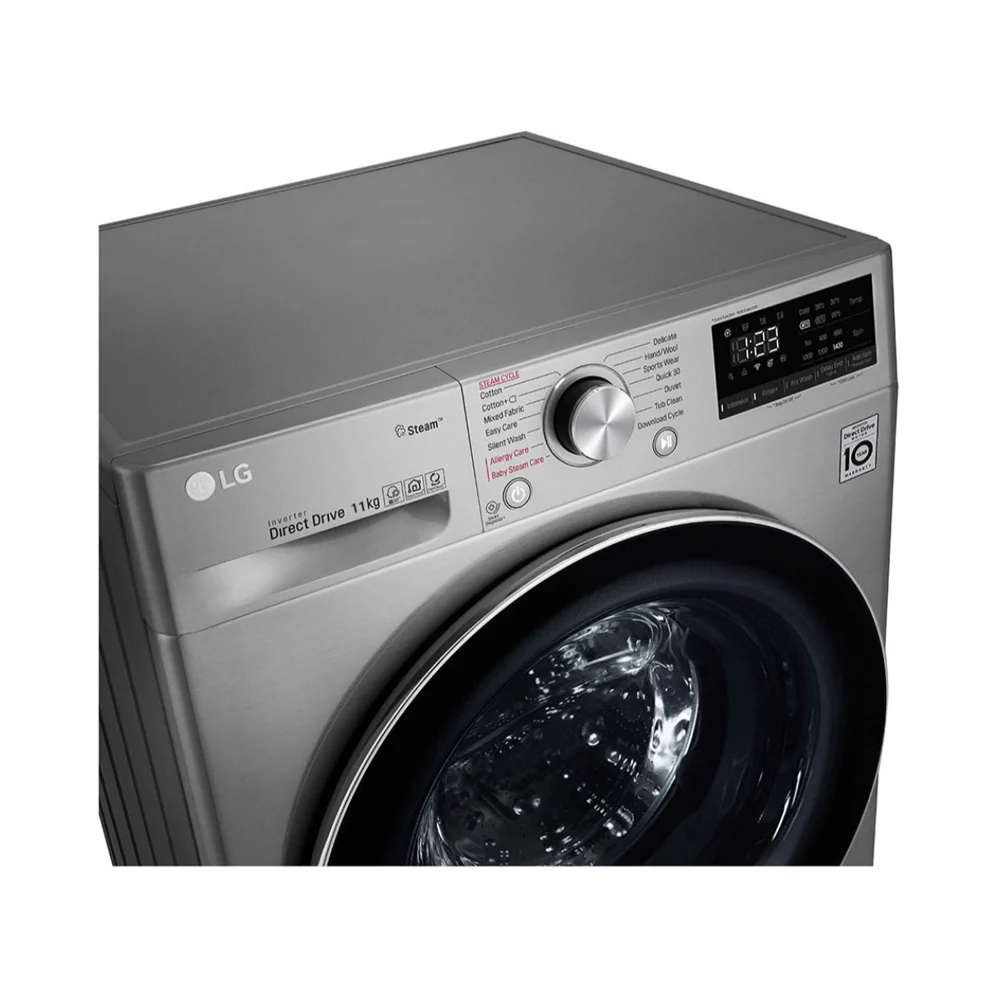 LG Automatic Front Load Washing Machine 11Kg Silver F4V5EYLYP - Image 4