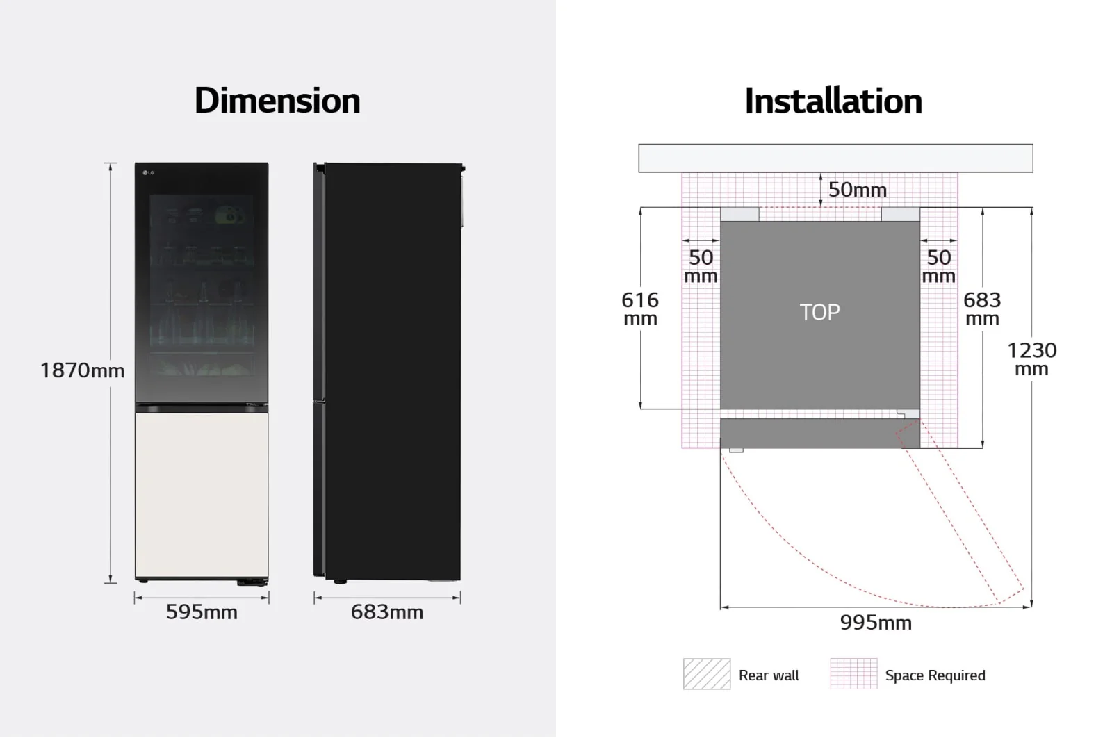 LG 349L Bottom Freezer Refrigerator, Beige glass, InstaView™ GR-V479QGKW - Image 2