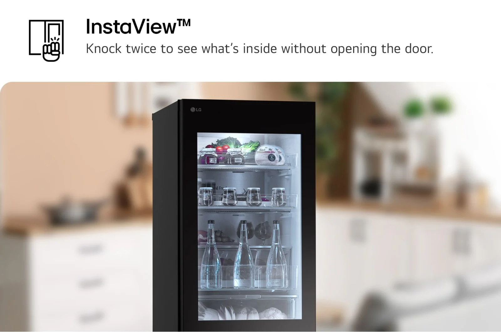 LG 349L Bottom Freezer Refrigerator, Beige glass, InstaView™ GR-V479QGKW - Image 3