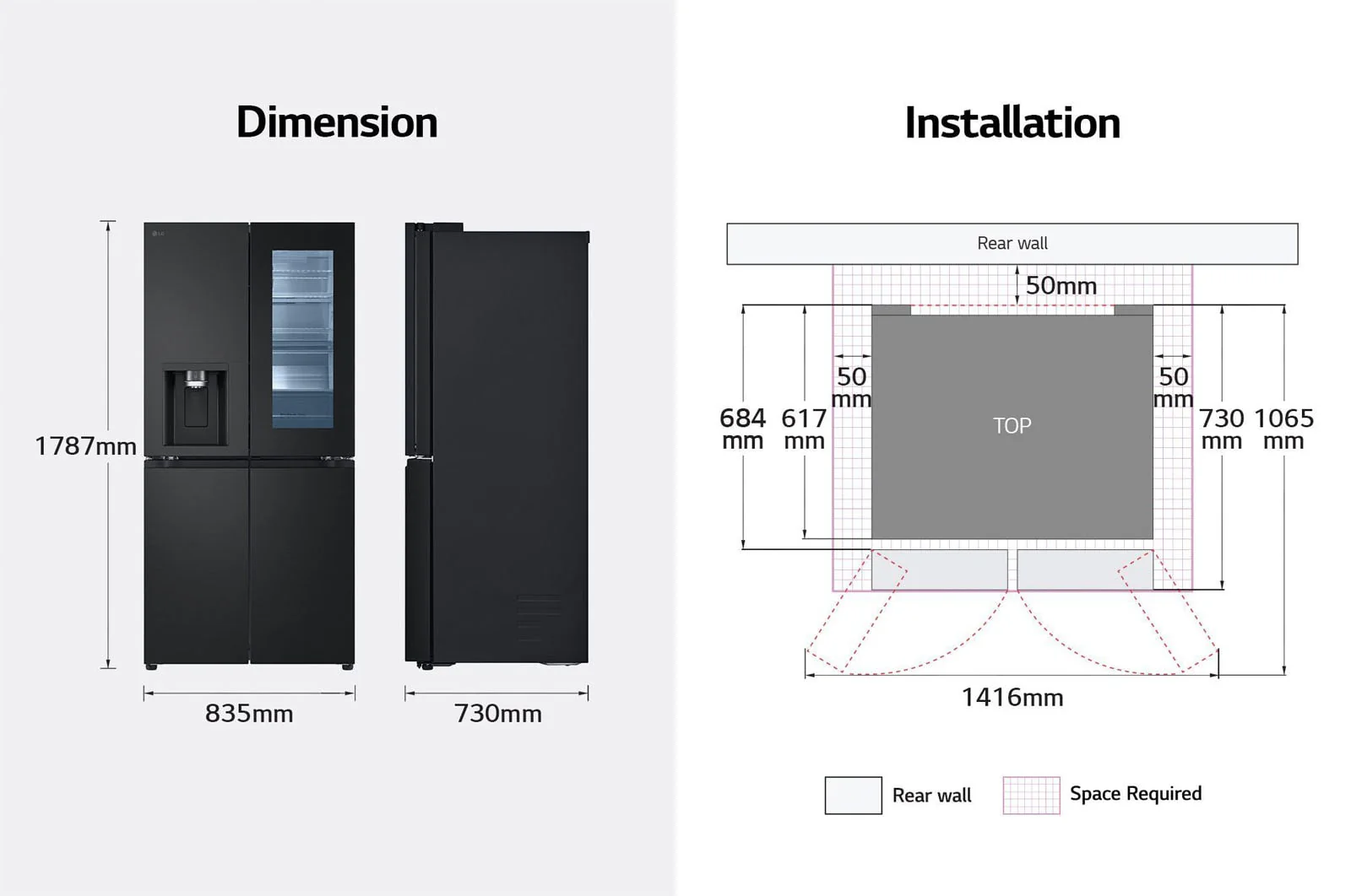 LG French Door Refrigerator with InstaView technology LFX29FFQYB Matte Black 508L - Image 2