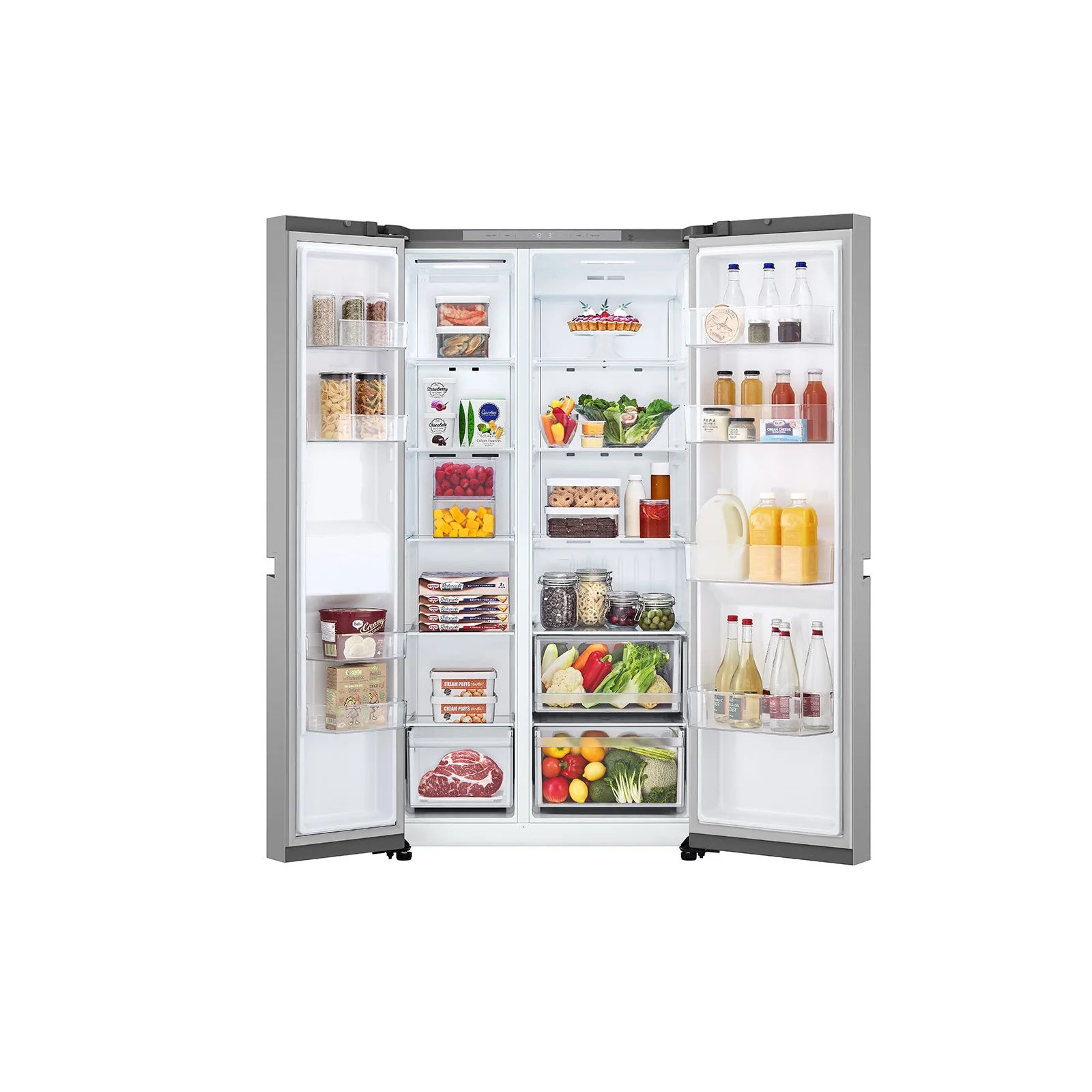 LG Side by Side Refrigerator with LinearCooling, 658L, Silver, GR-B267KLJW - Image 2