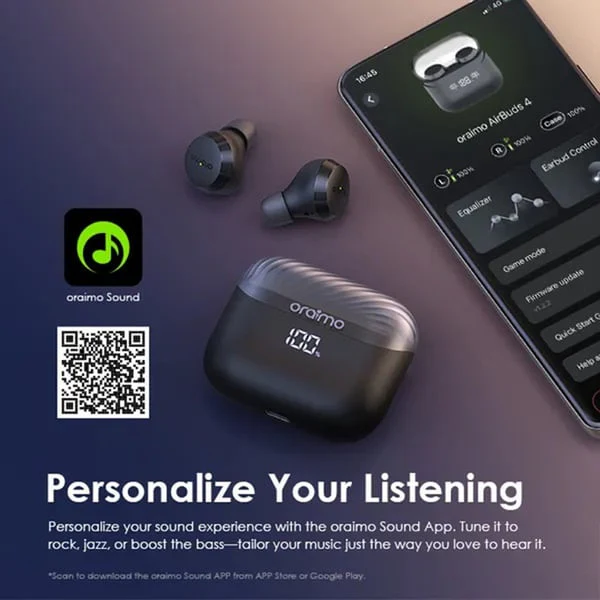 Oraimo  AirBuds 4 TWS True Wireless Earbuds, IPX4 Water Proof, BT V5.3, 300mAh, Black, OTW-340 - Image 4