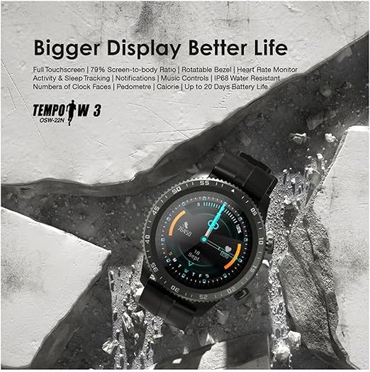 Oraimo Smart Watch Tempo W3, Black - Image 2