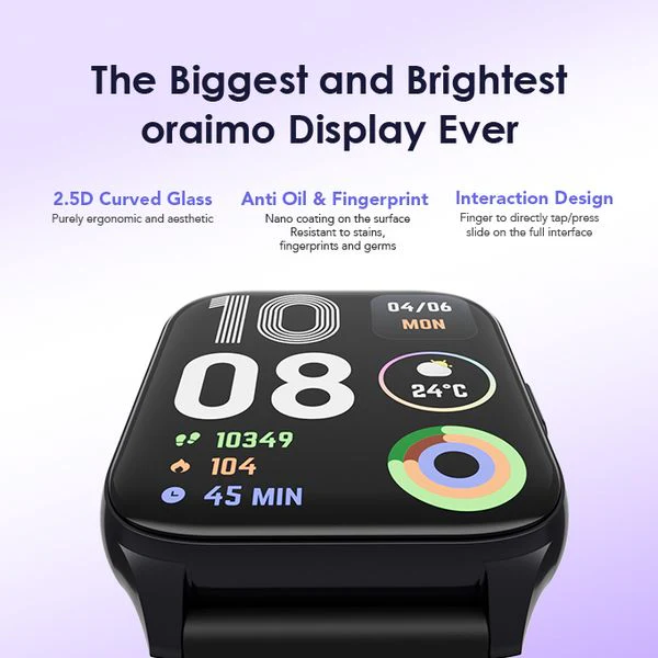 Oraimo  Watch 4 Plus  Bluetooth Call Smart Watch, AI-Generated Watch Faces, BT V5.2, 300mAh, Black, OSW-801 - Image 2