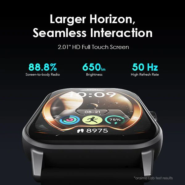 Oraimo Watch 5 Bluetooth Call Smart Watch, Waterproof: 1ATM, BT V5.2, 300mAh, Grey, OSW-805BGRY - Image 4