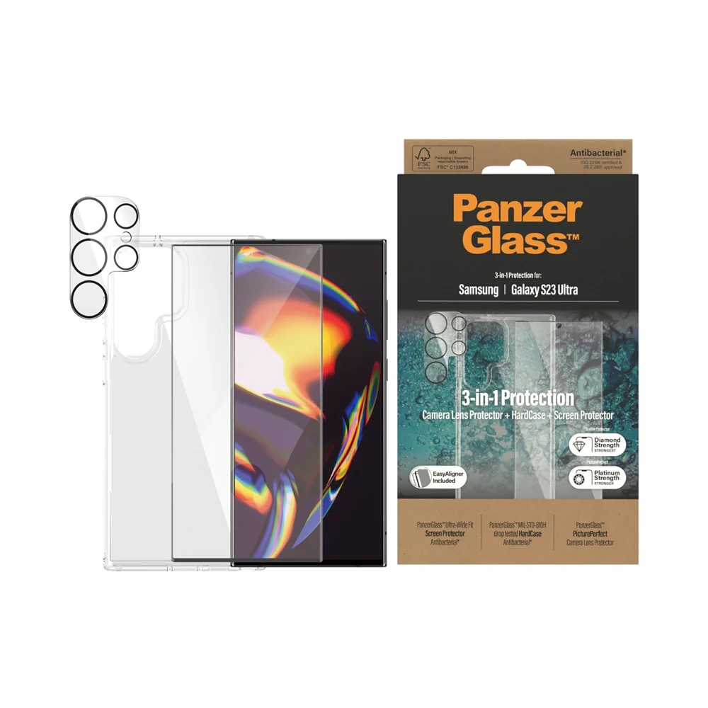 PanzerGlass 3-In-1 Protection Bundle For Samsung Galaxy S23 Ultra Clear - Image 2