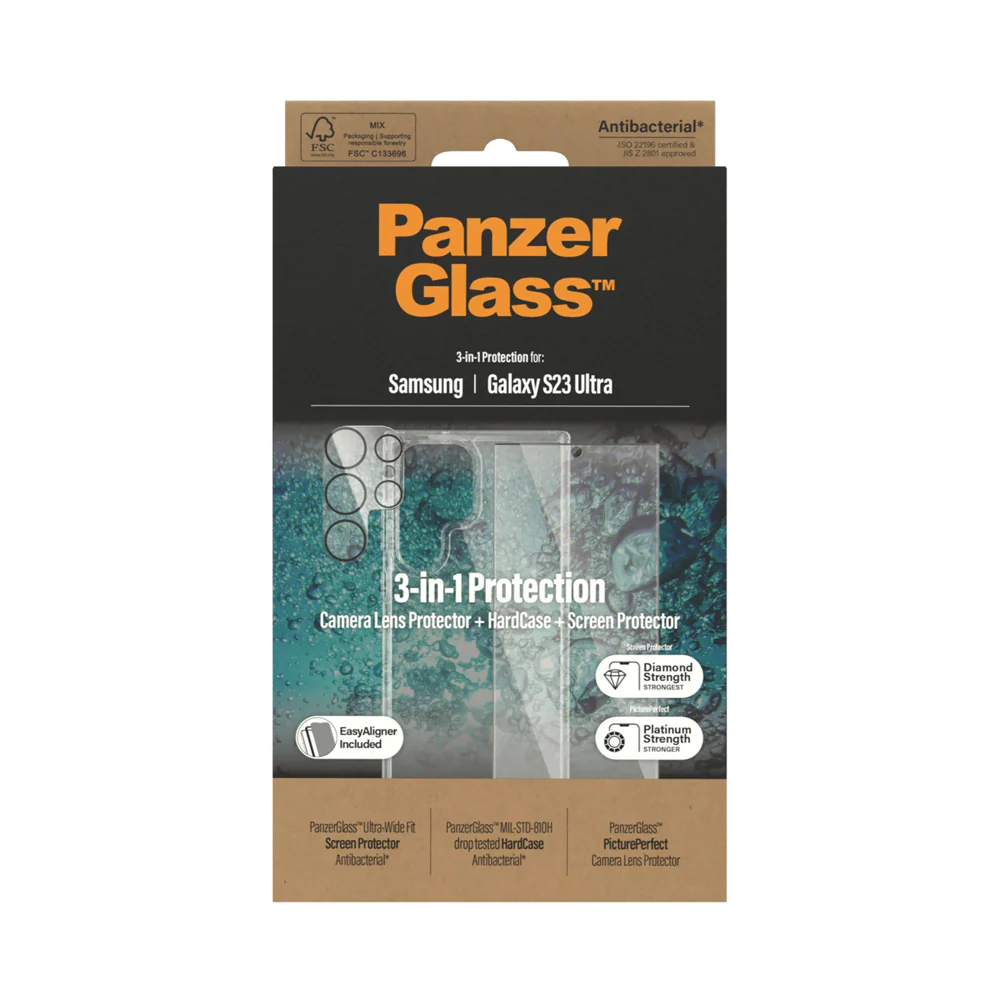 PanzerGlass 3-In-1 Protection Bundle For Samsung Galaxy S23 Ultra Clear - Image 3
