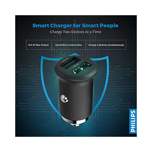 Philips Dual Port 3.1A Car Charger Black - Image 3