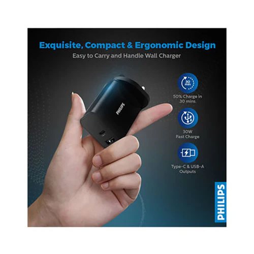 Philips Dual Port Wall Charger With Pd Support Black - Image 3