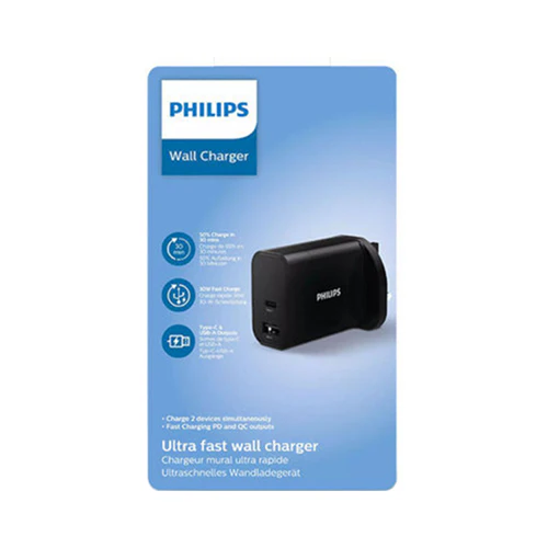 Philips Dual Port Wall Charger With Pd Support Black - Image 6