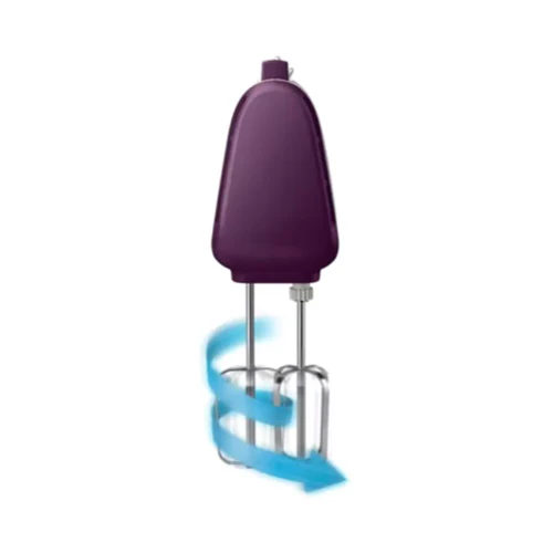 PHILIPS HR3740/11 Viva Collection Hand Mixer -White/Deep Purple, 400W, Stainless Steel Hooks, 5 speeds + turbo, Double Balloon Beater + Kneading tool - International Version - Image 3
