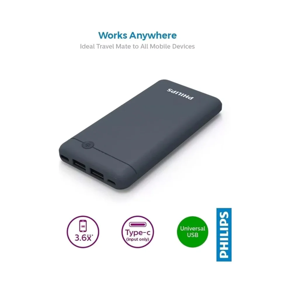 Philips Portable Power Bank 10000mAh Blue - Image 3