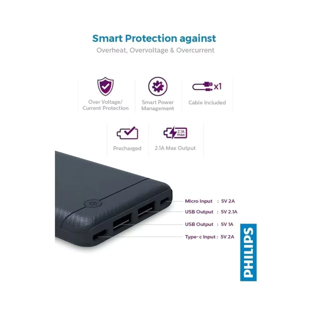 Philips Portable Power Bank 10000mAh Blue - Image 4