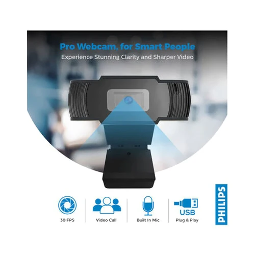 Philips USB 1280x720P HD Web Camera Black - Image 2
