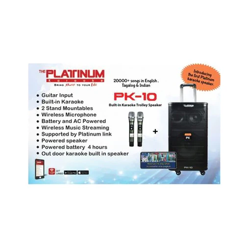 Platinum Built-In Karaoke Trolley Speaker With Microphone Black - Image 6