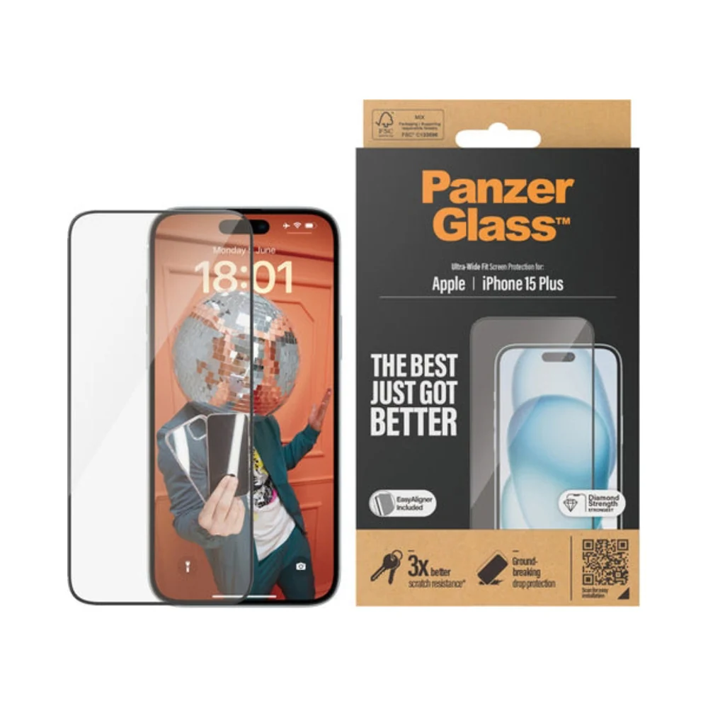 PanzerGlass Ultra-Wide Fit Privacy Screen Protector iPhone 15 Plus Clear - Image 4