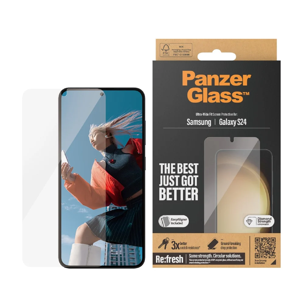 Panzerglass Ultra-Wide Fit Screen Protector for Samsung Galaxy S24 Transparent - Image 2