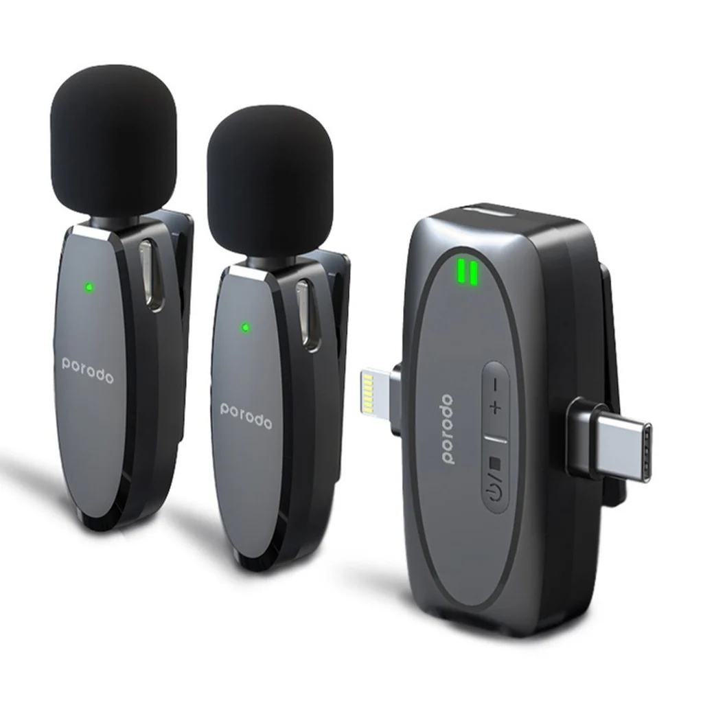 Porodo Dual Connector Lavalier Microphone Dual Mic
